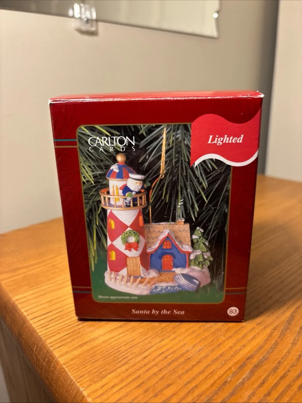 Carlton Cards Lighted Santa Lighthouse Ornament - Red/White/Blue
